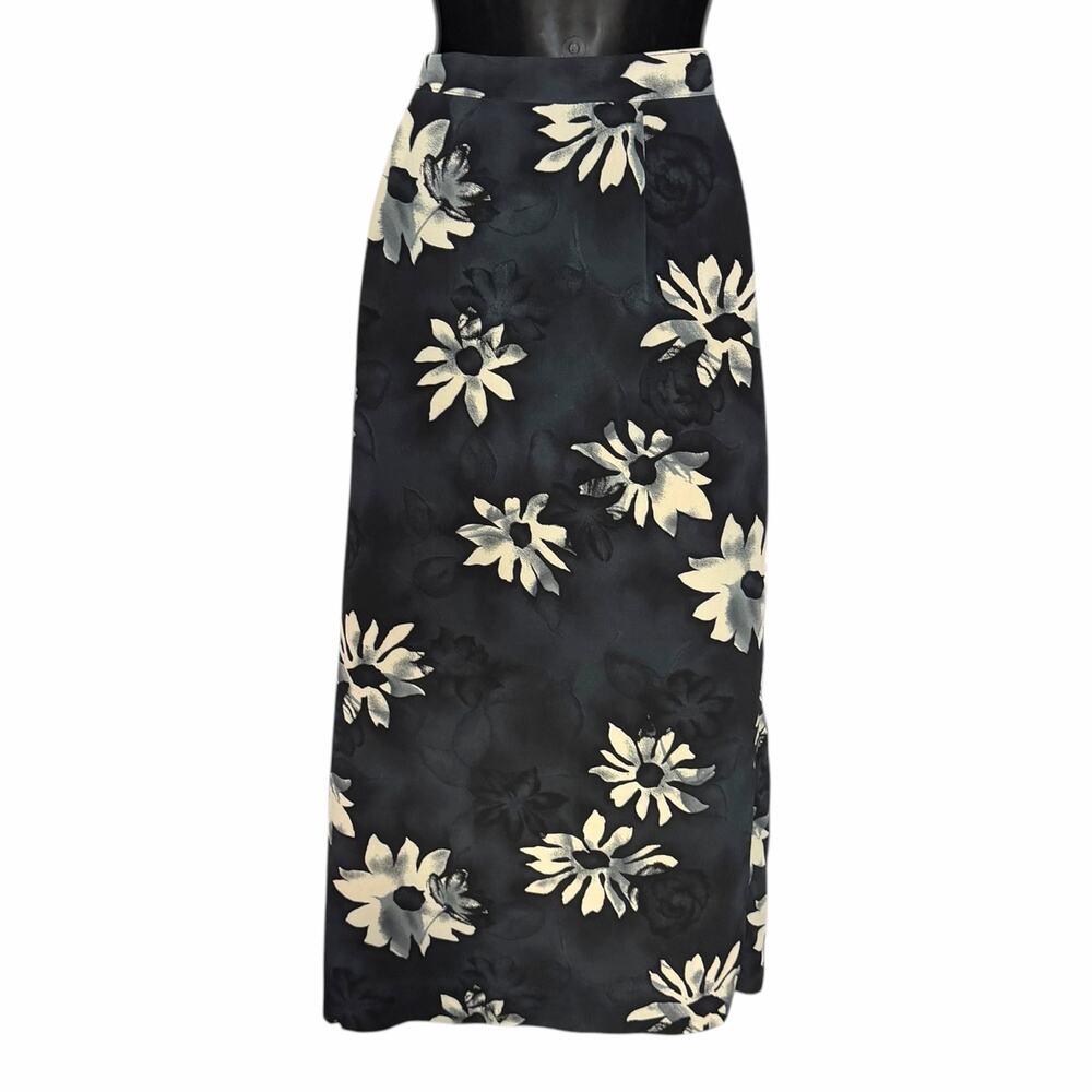 VTG 90s Savion Sunflower Floral Maxi Skirt Size 12 Black Whimsygoth Cottagecore